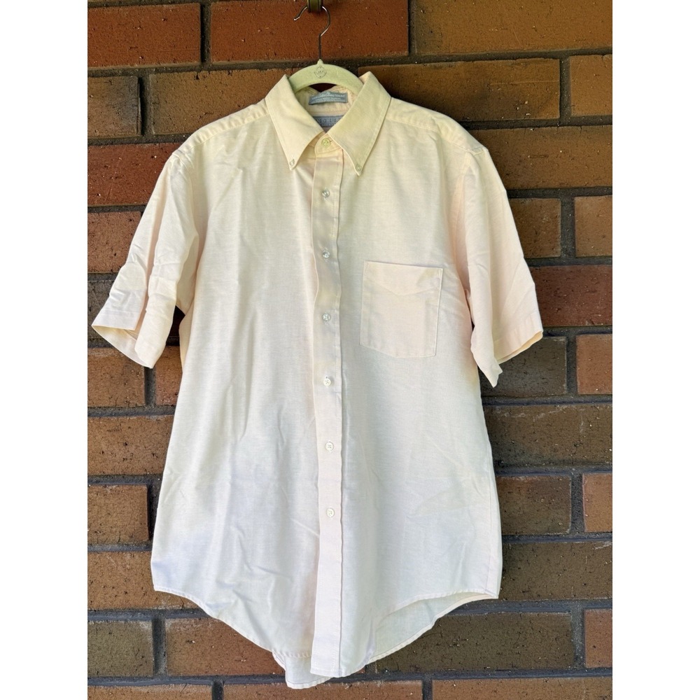 Andhurst Cotton Classic Shirt Short‎ Sleeve Button 80s | Light Pink | 16" Neck